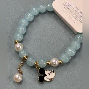 Mint Blue and Gold Jewelry Bracelet with Elegant Mickey Charm
